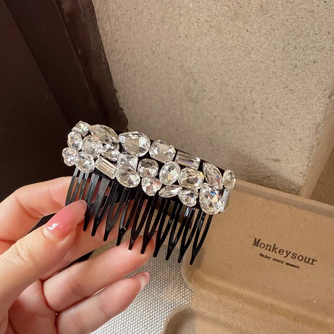 韩版轻奢超闪锆石插梳
