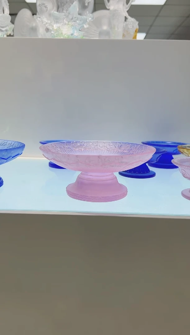 琉璃手工艺品古法琉璃粉色供盘