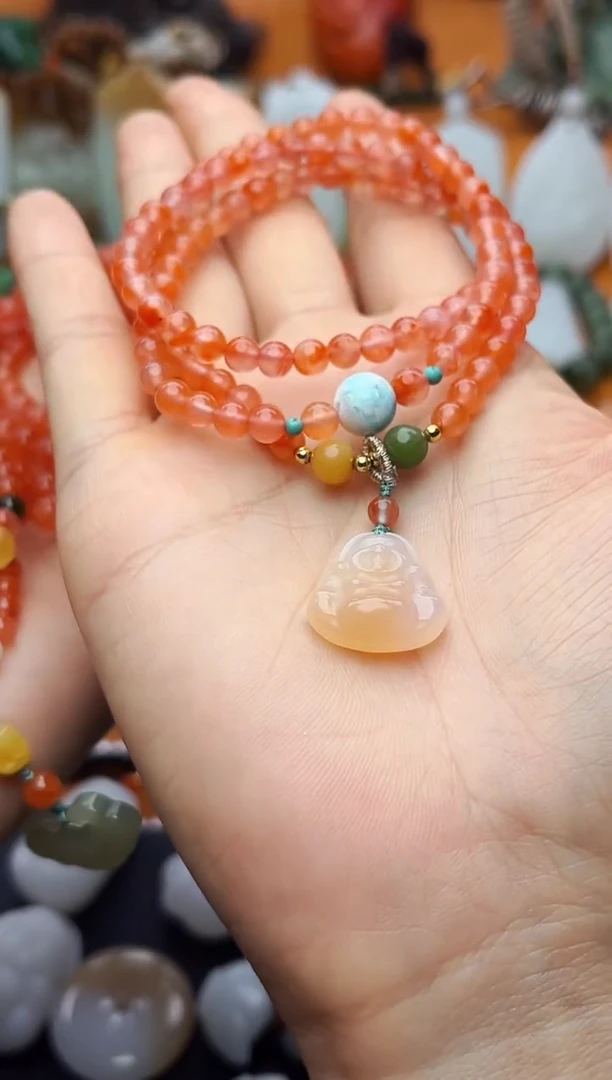 南红玛瑙手串未镶嵌多圈手串