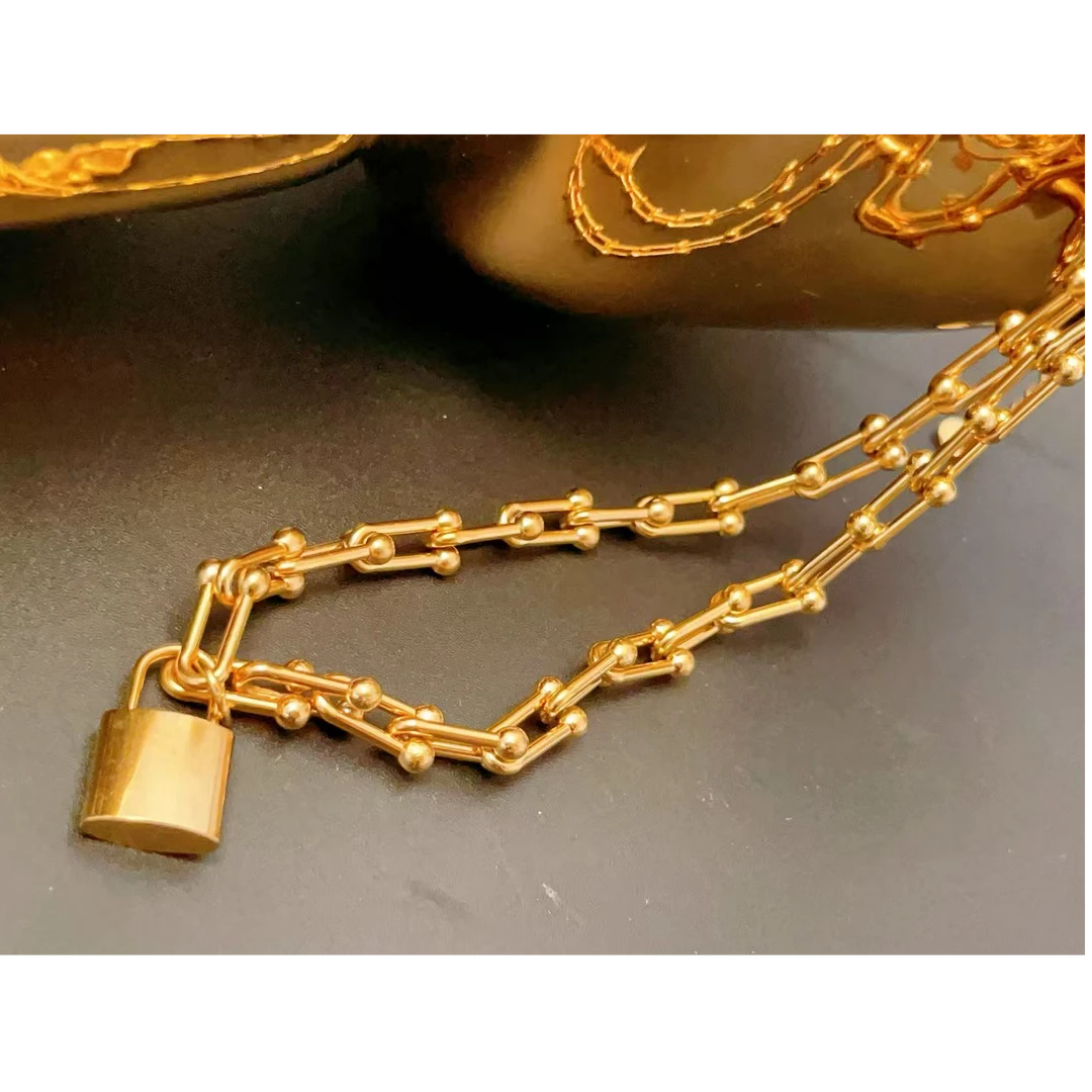 钛钢项链 链子饰品链条阮大大高奢项链金色不掉色时尚百搭7833