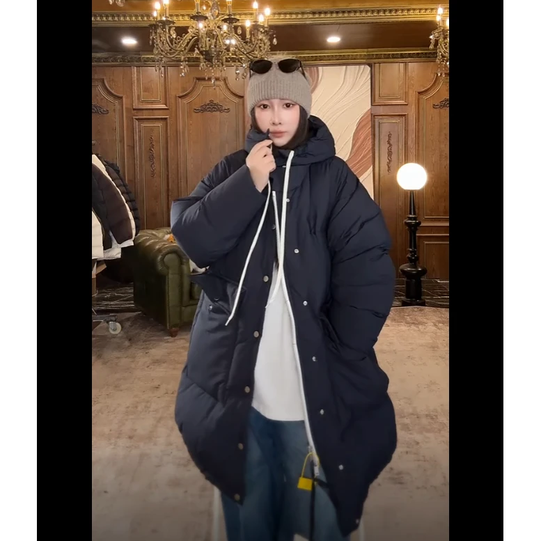HERDERS 长款纽扣连帽款羽绒服 257768