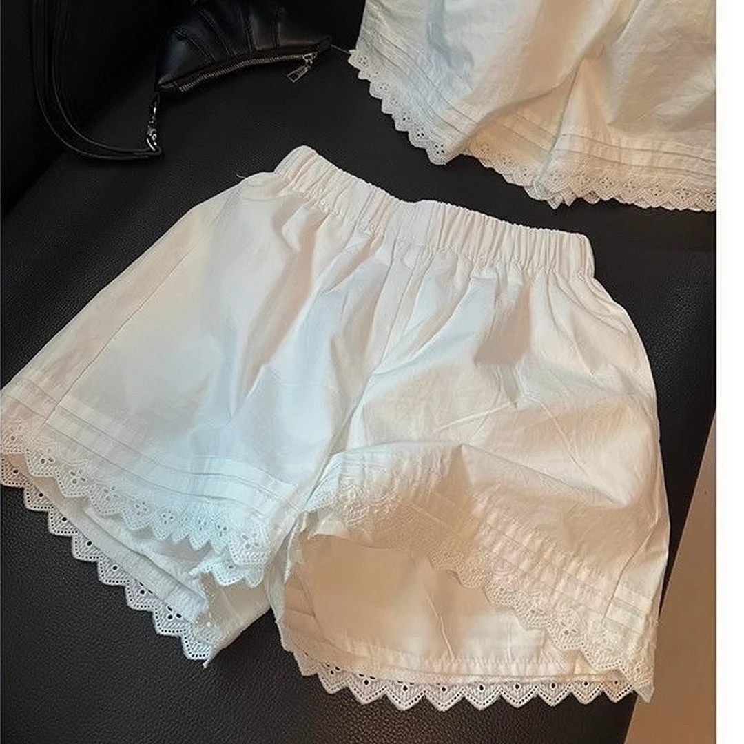 【RJ】白色直筒休闲短裤宽松洋气衣服女大码高腰外穿薄款小个子裤子