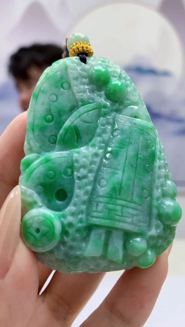 定制翡翠未镶嵌5060xx-毛货挂件23