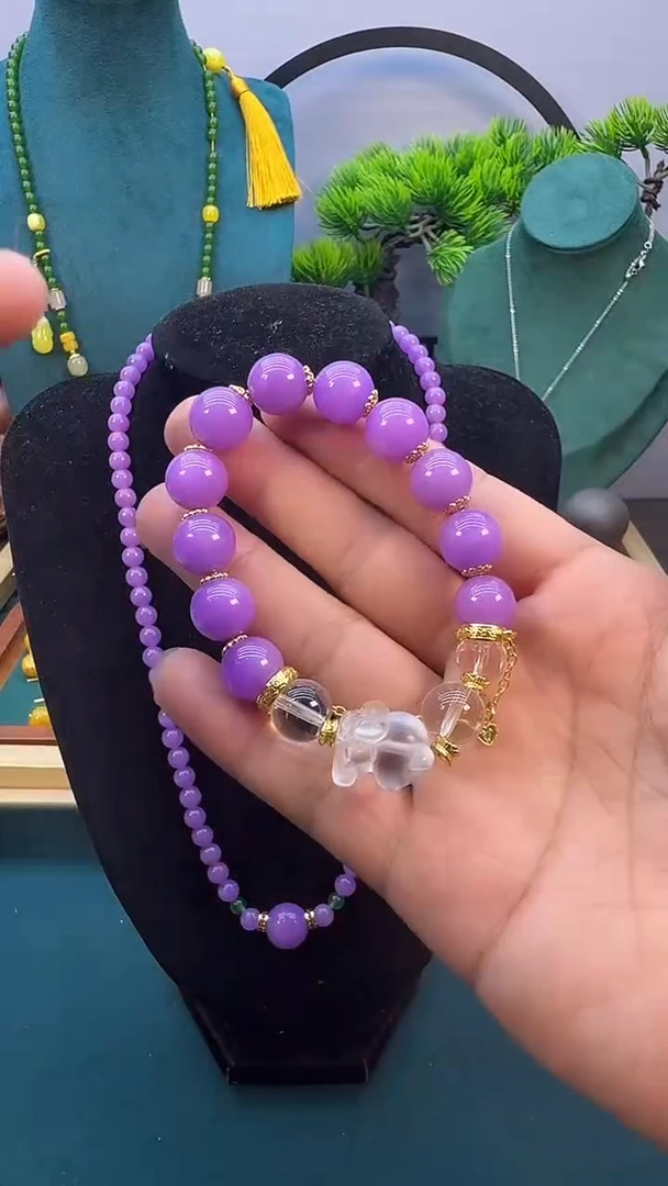 翡翠14K金镶嵌颈饰S435