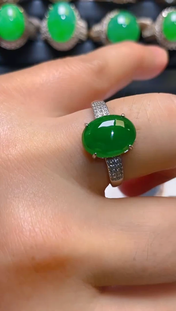 【闪购商品】翡翠耳饰银S925镶嵌天然A货翡翠1