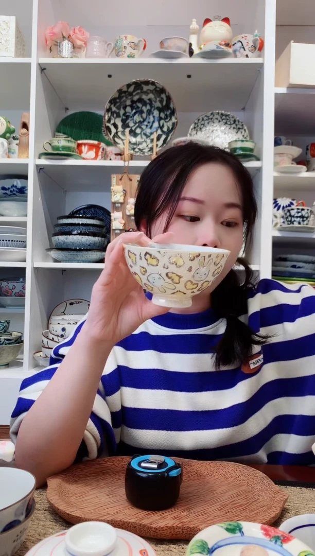 陶瓷【微瑕】黄色兔子豹纹亮晶晶饭碗11.5cm