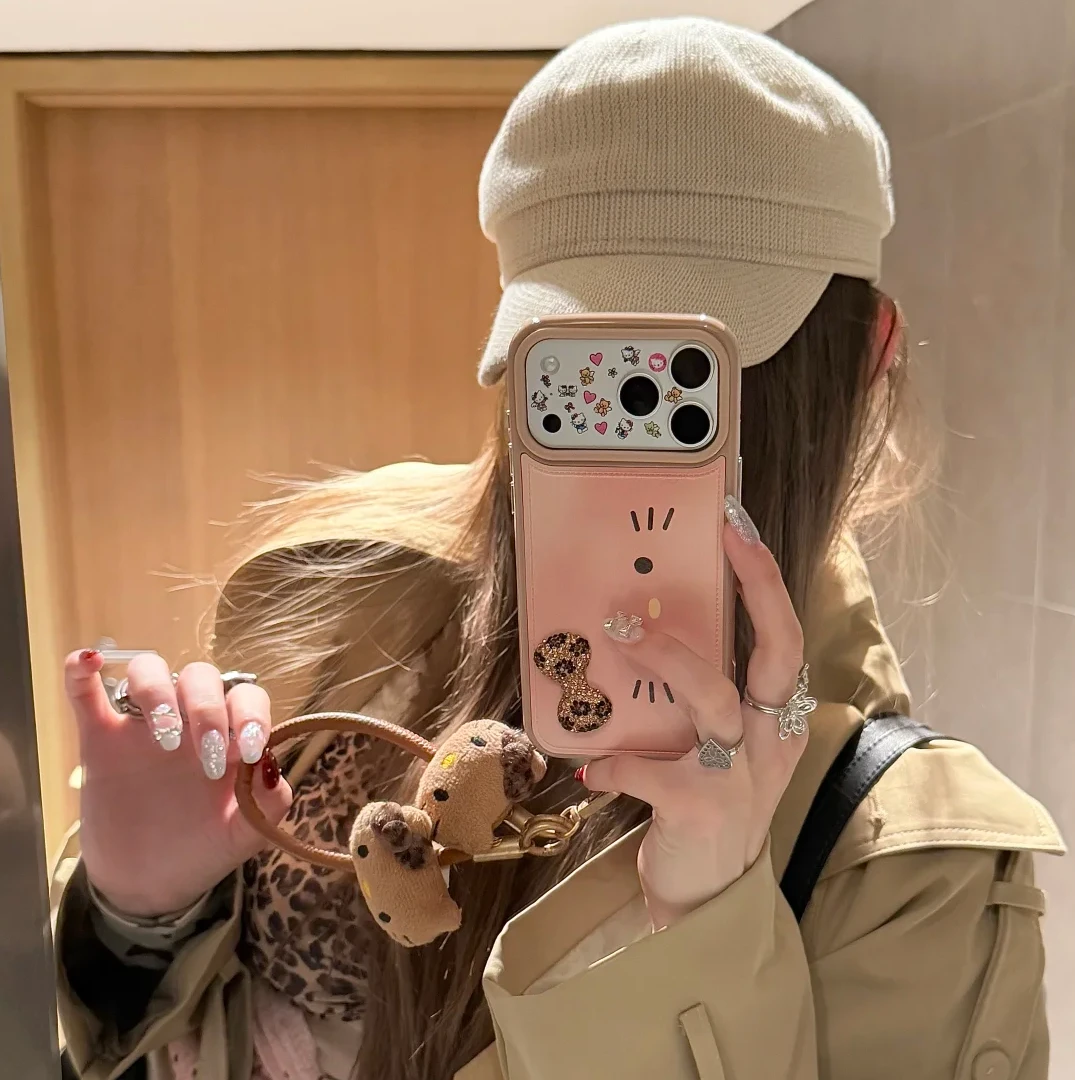 秋冬韩系ins害羞kitty闪钻用于iphone17Promax手机壳16Pro软15/14