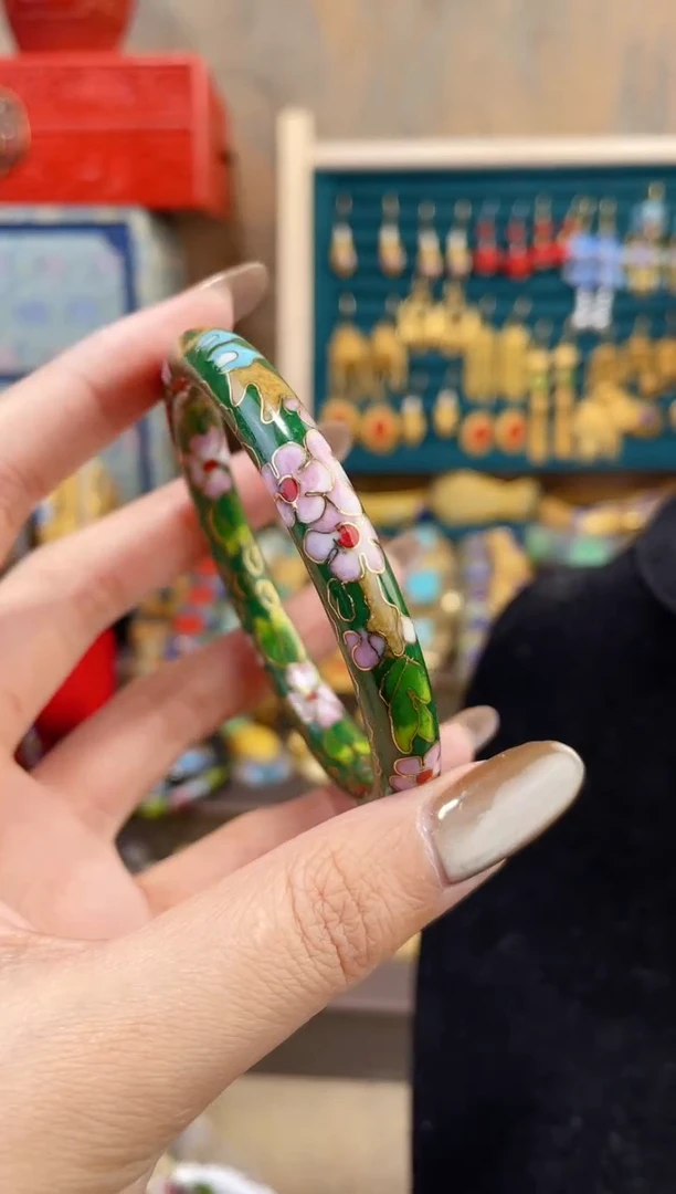【闪购商品】非遗景泰蓝细棍镯绿色