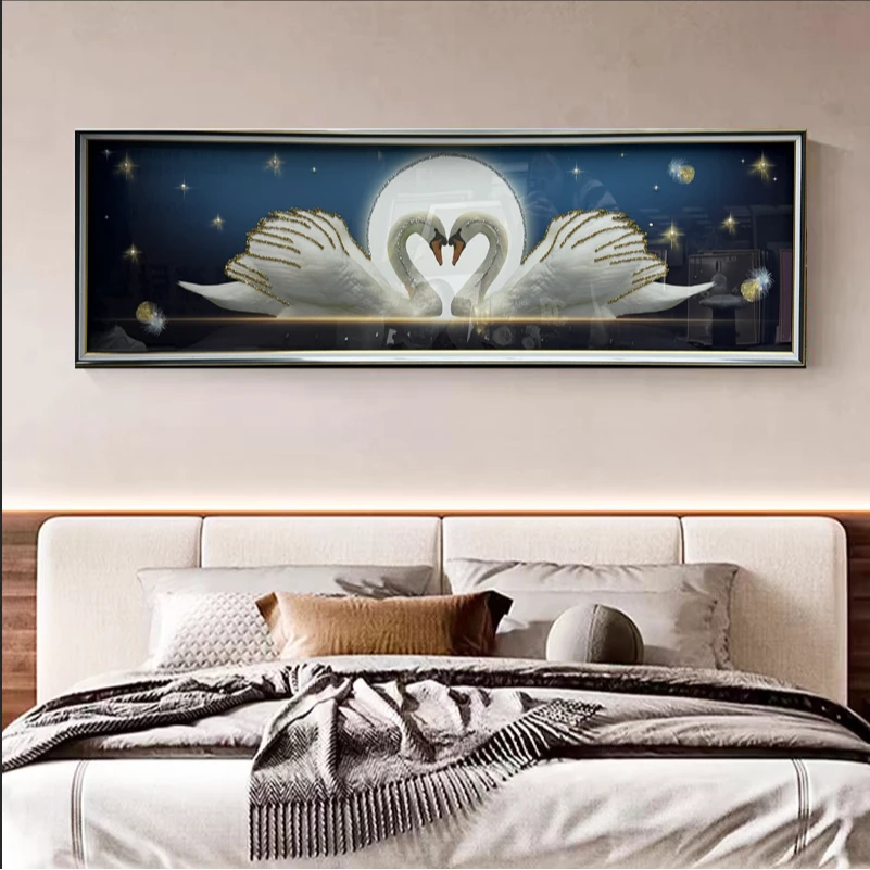 [喜宅家艺]天鹅卧室床头高级感实物主卧轻奢画客厅房间装饰画C63