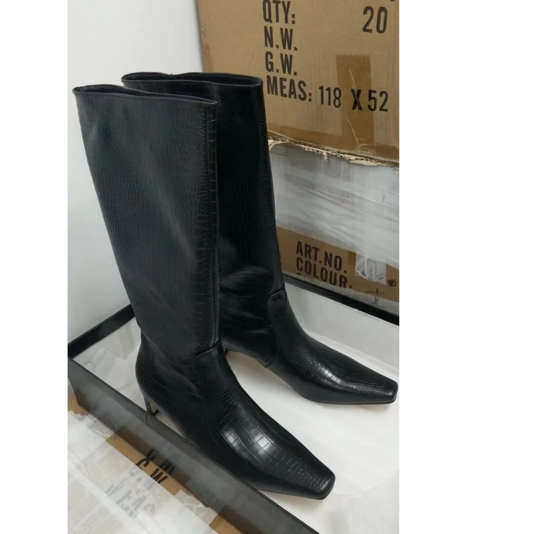 时装靴长筒高跟女士黑色女鞋筒靴高筒长靴尖头YQSP71PD200X1080