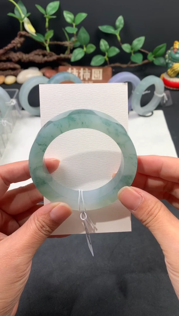 未镶嵌手镯定制翡翠飘花正圈57.5