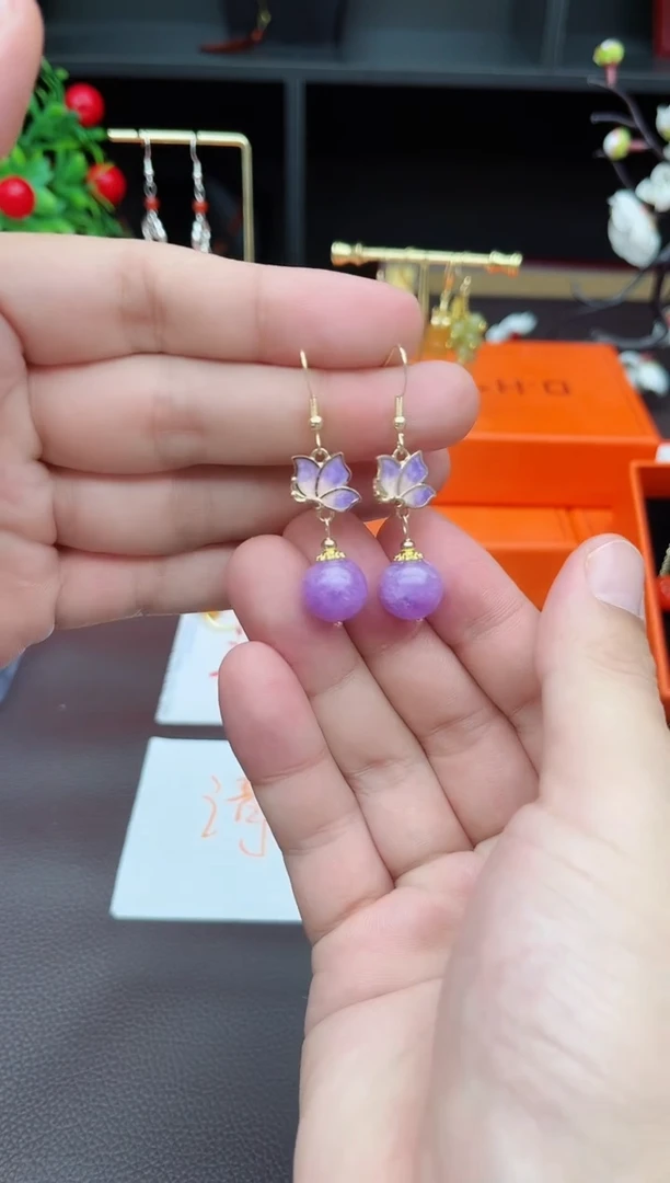 玛瑙/玉髓耳饰银S925镶嵌421000