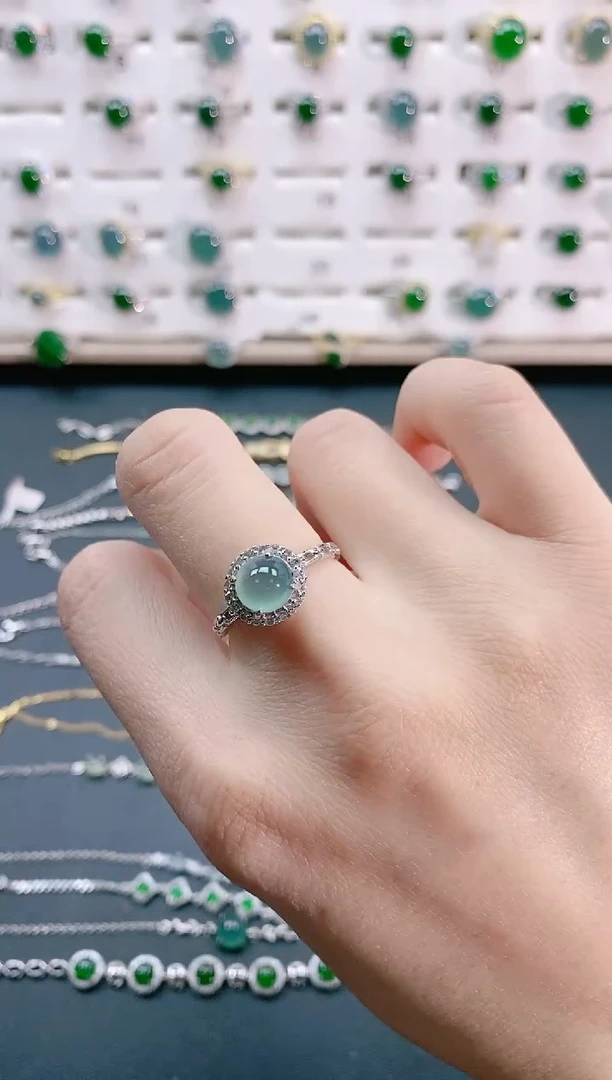 【闪购商品】翡翠戒指银S925镶嵌天然翡翠