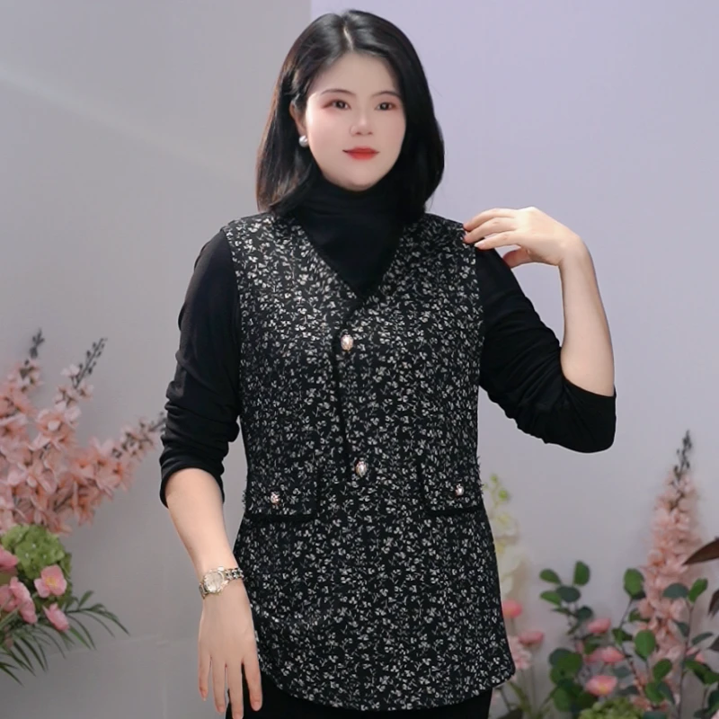 司缪【W5276】轻奢大码女装小香风气质坎肩时尚无袖上衣显瘦马甲