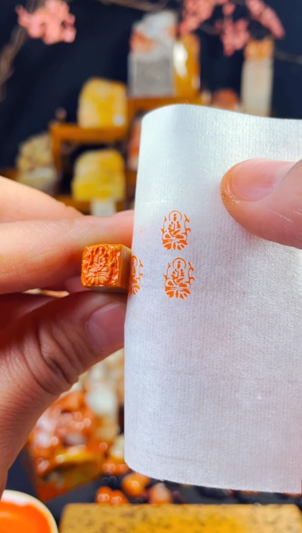 【闪购商品】老挝石印石手工篆刻《佛造像》1.0木纹