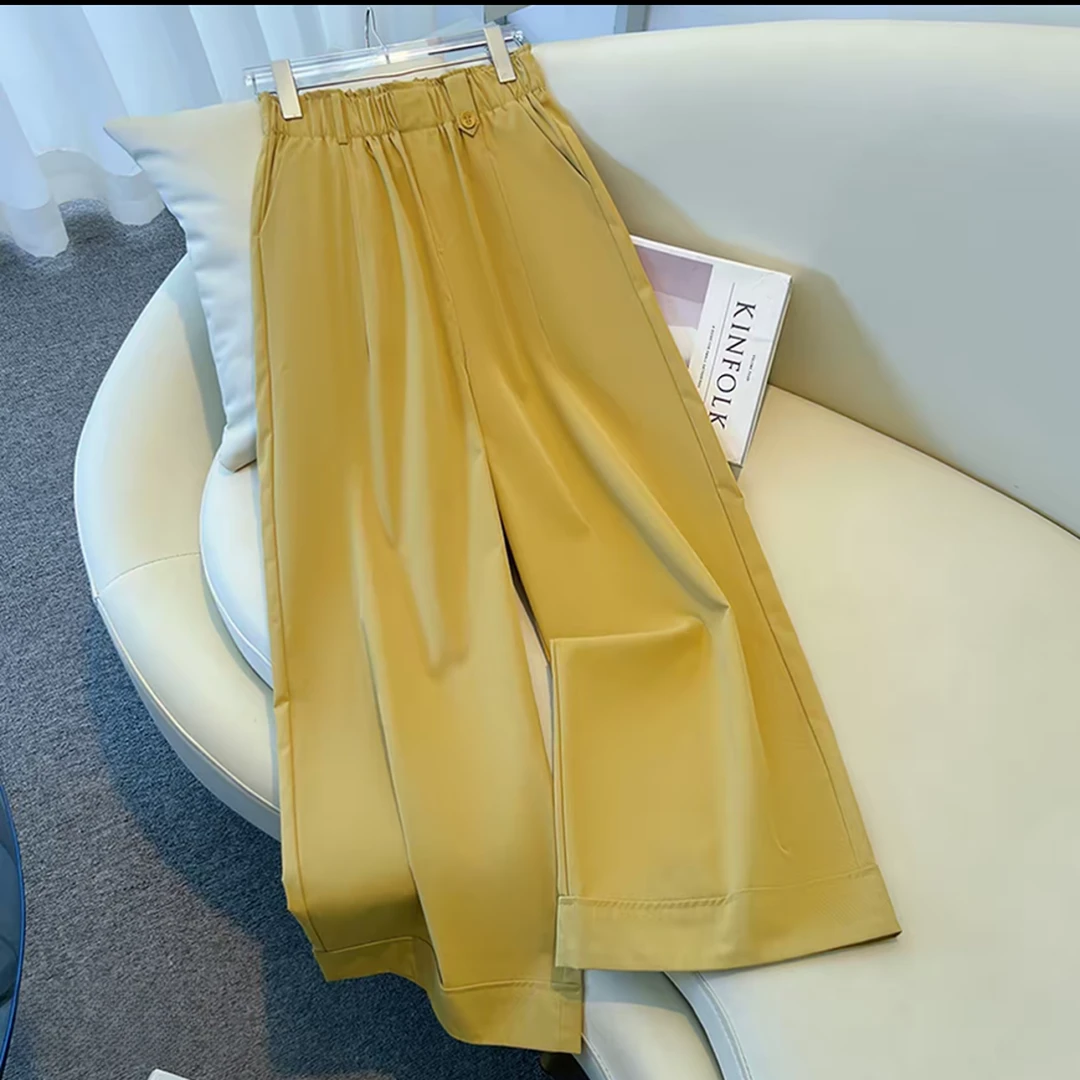 2516薄款九分阔腿裤2025夏季高腰时尚裤子女款爆款2025九分裤