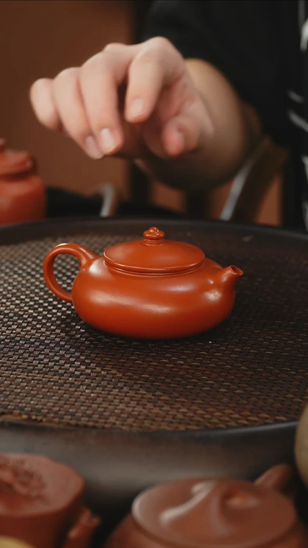茶壶紫砂寒江 朱泥
