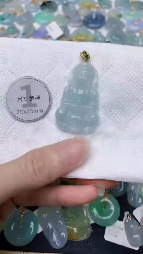 颈饰银S925镶嵌翡翠天然A货翡翠