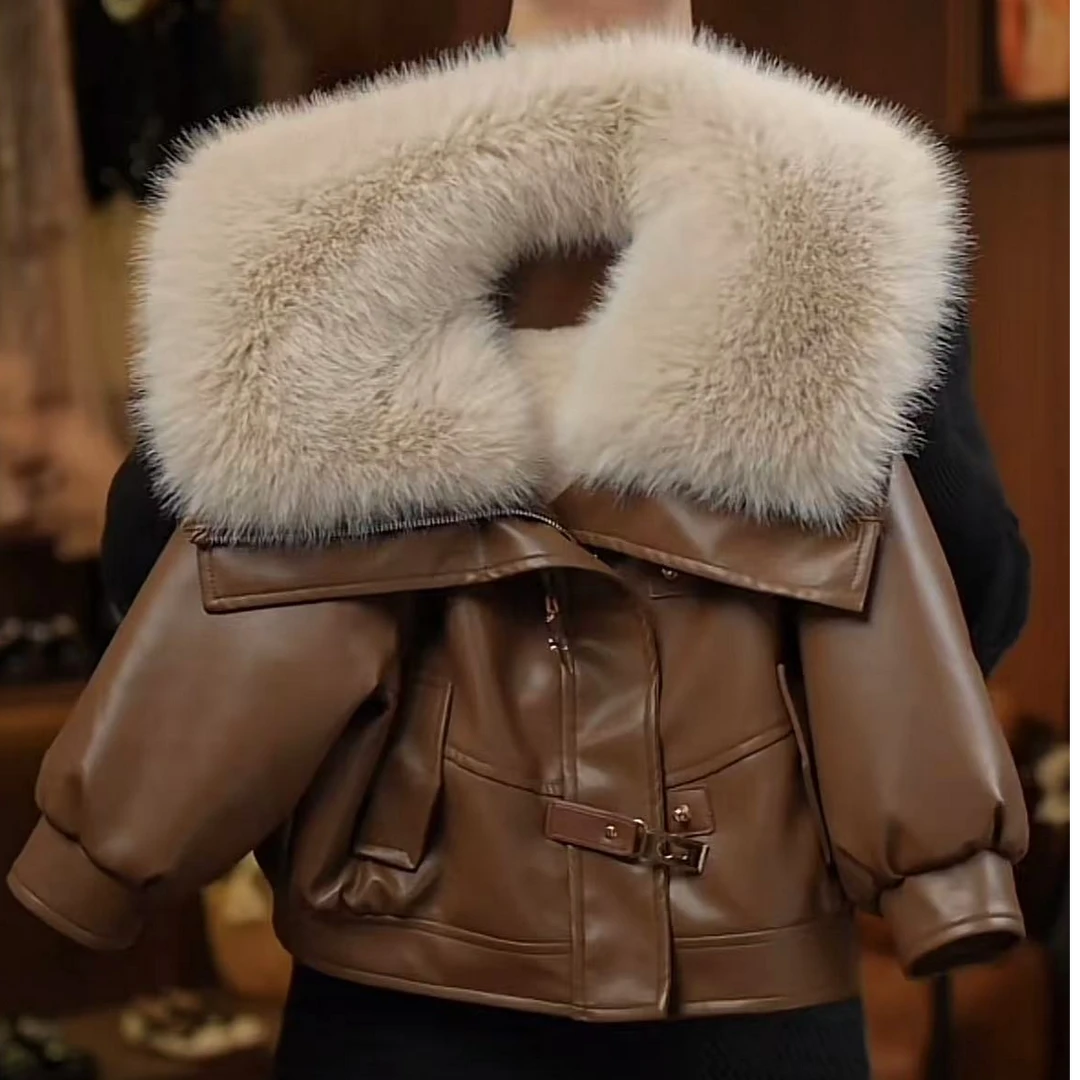 女童外套加厚2024冬季儿童美拉德韩系短款洋气皮毛一体上衣4357qq