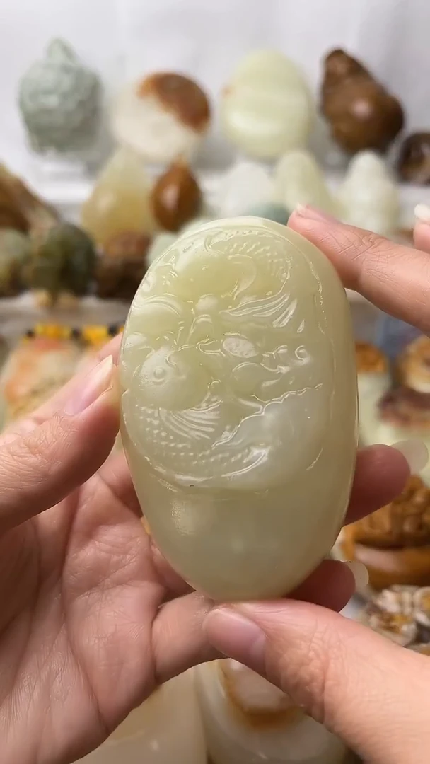 石材古青石棉纹正常不退换锦鲤鱼