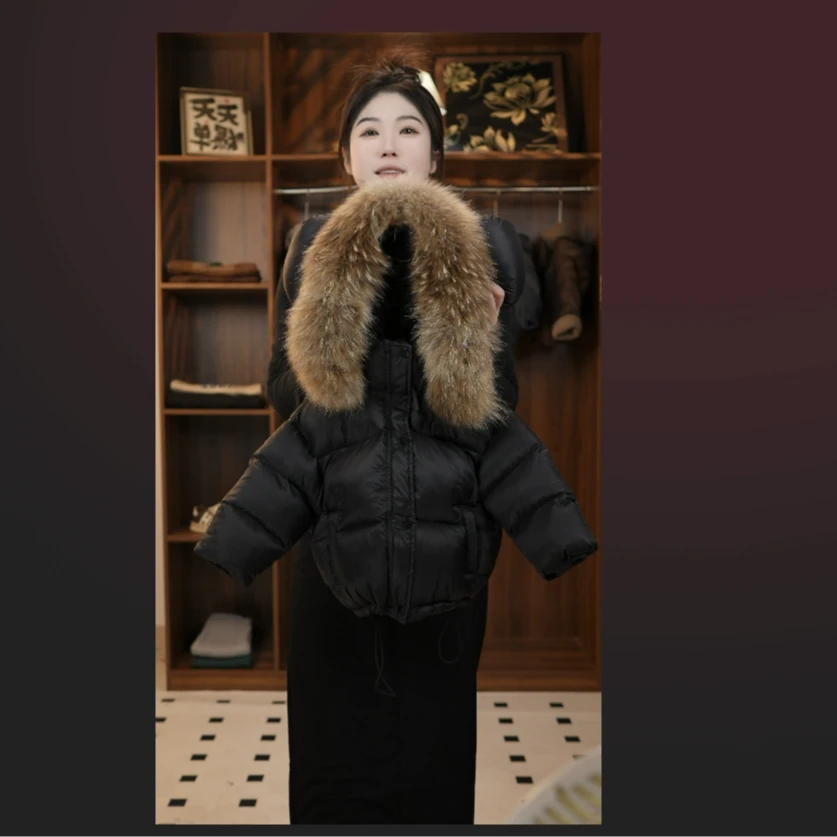 【冬款】2024新款儿童真毛领连帽保暖秋冬90白鸭绒羽绒服326