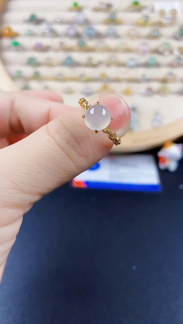 翡翠戒指银S925镶嵌12389