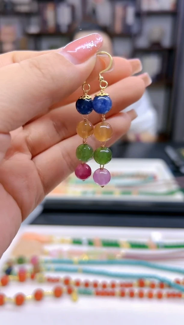 【闪购商品】碧玺耳饰14K金镶嵌耳坠E58