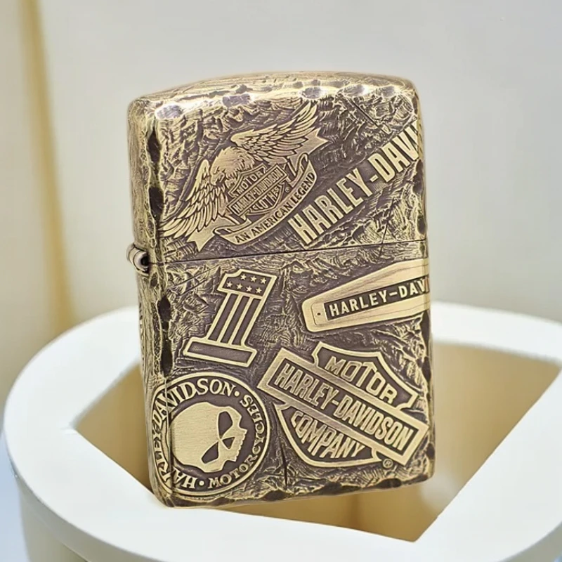 zippo打火机哈雷十一章铜盔甲DYJ1