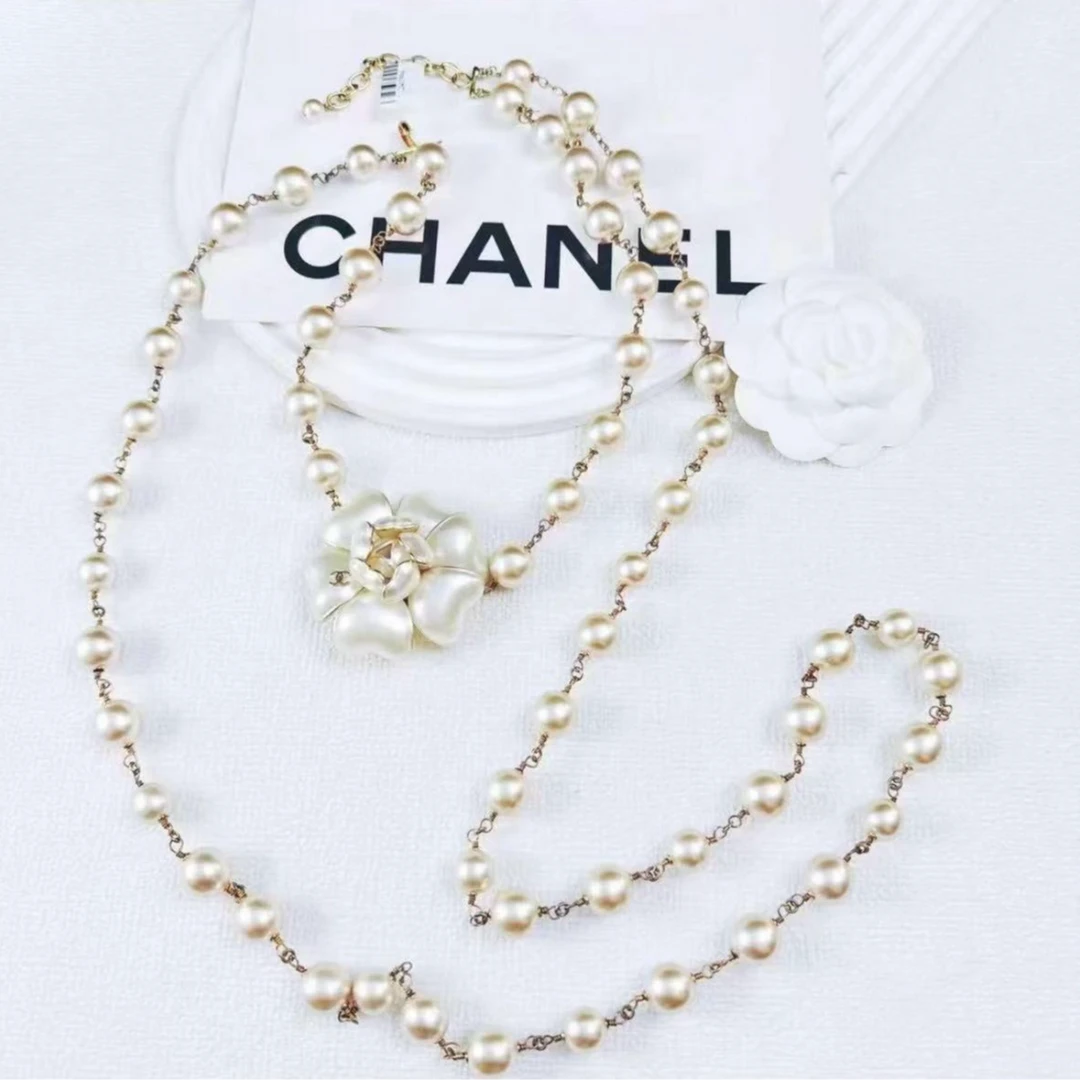 95新 Chanel/香奈儿 柚礼中古/香奈儿山茶花珍珠项链HZ503063