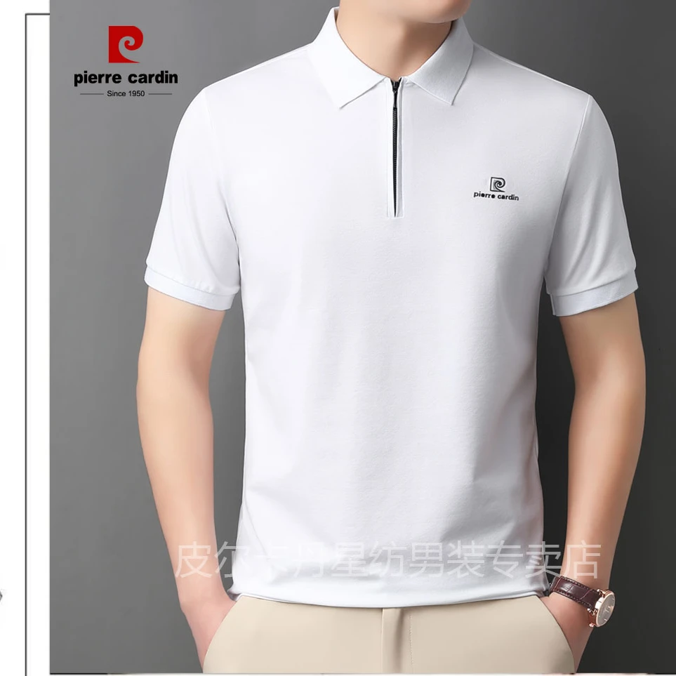 皮尔卡丹男士t恤短袖polo衫薄款夏季拉链翻领透气时尚男款衣服