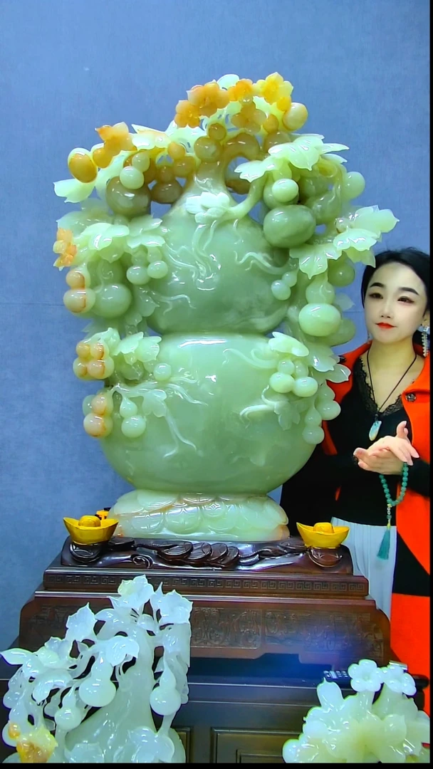 玉龙*玉雕摆件福禄双至