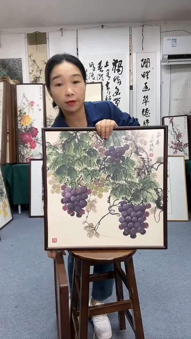 国画52*52实木画框京东包邮手绘