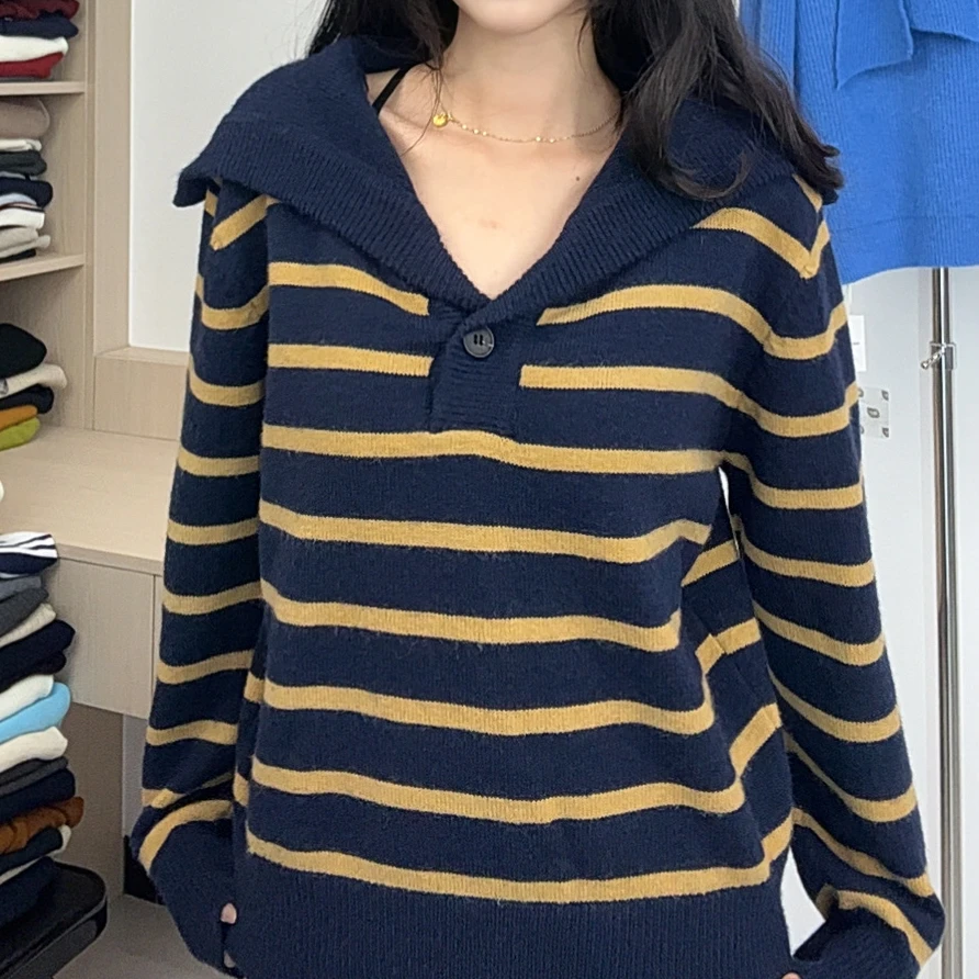 翻领女针织毛针织衫桐乡女士毛衣韩版百搭春秋毛衣