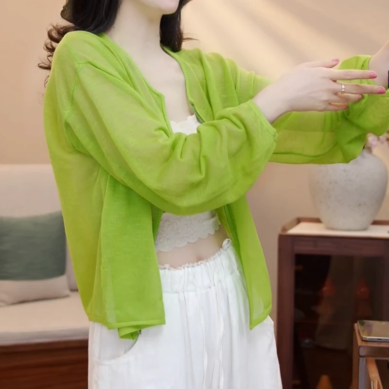 2025夏季韩版新款简约百搭拉链防晒开衫外套LK2503601