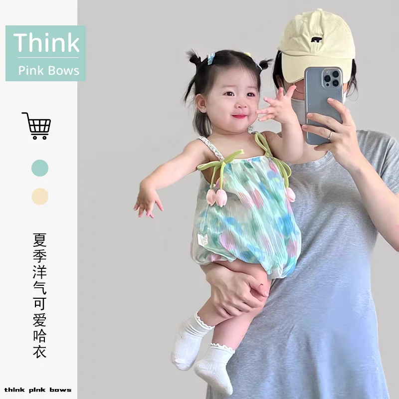 夏季婴儿衣服可爱吊带哈衣宝宝夏装甜美婴幼儿连体衣薄款洋气爬服