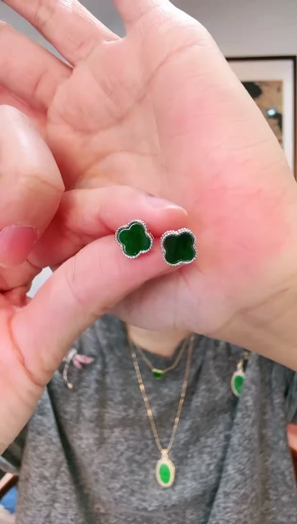 【闪购商品】翡翠颈饰银S925镶嵌耳饰