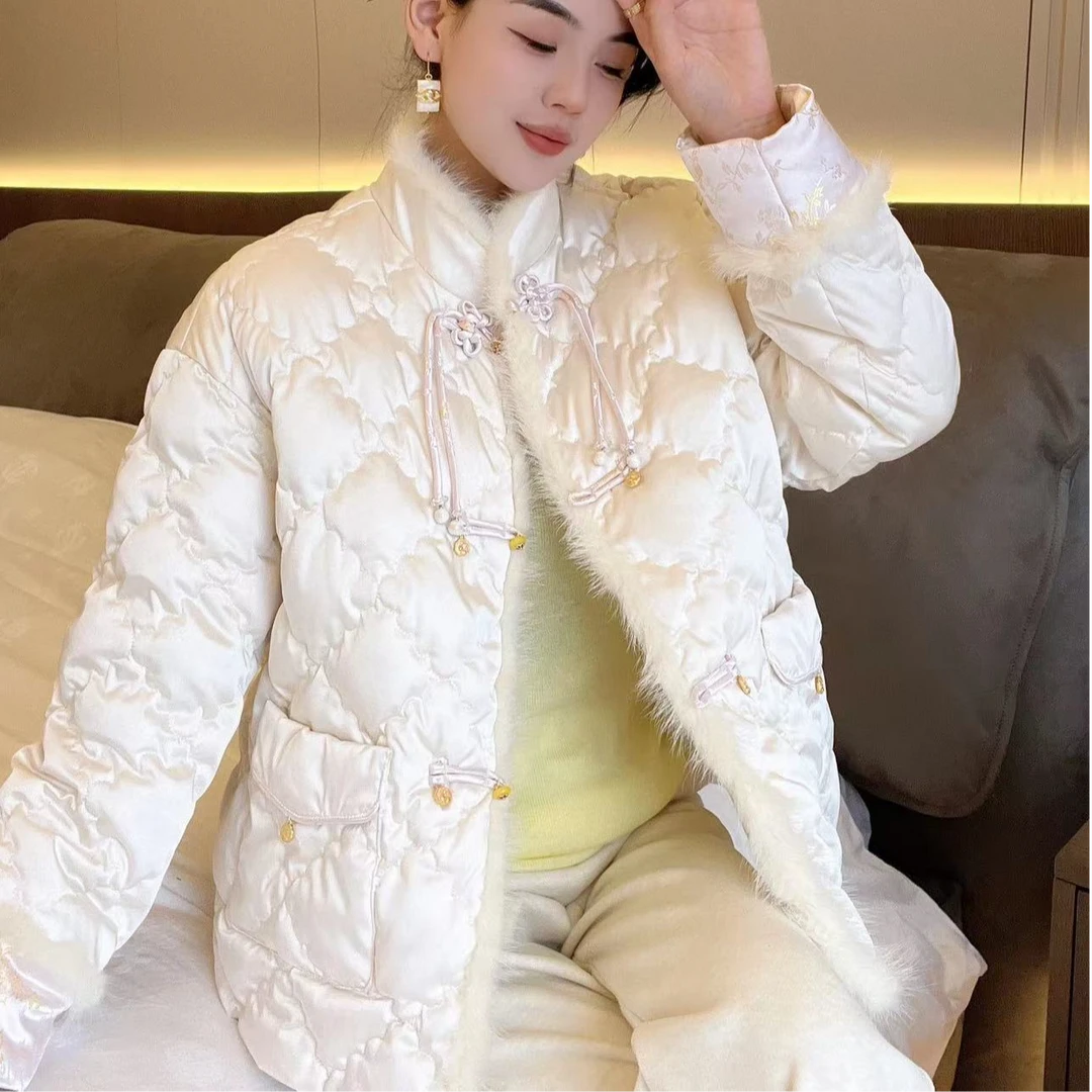 【南瓜定制】新中式水貂毛领轻奢羽绒服30933