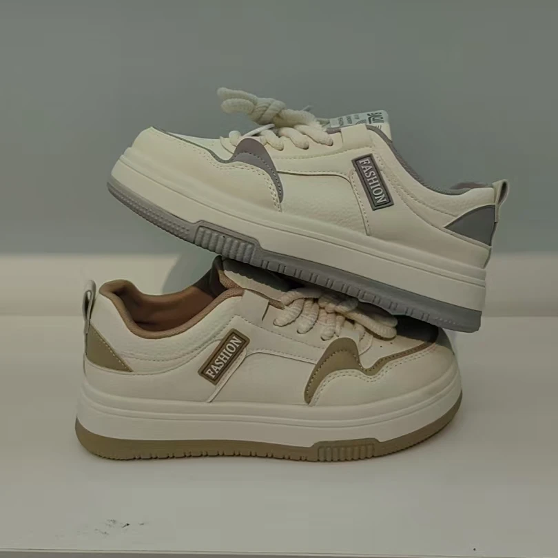 小白鞋女2025春季新款女1813厚底舒适简约板鞋休闲百搭拼色女鞋