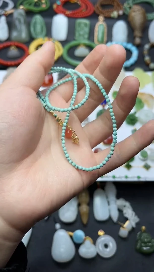 银S925镶嵌绿松石颈饰万能链06