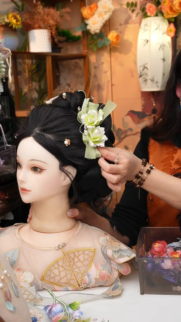 纯铜锆石925银锦簪阁非遗绒花