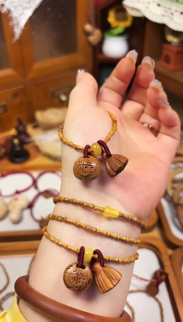 手串桃核竹节手串  福运连连 福字加莲蓬 备注手围