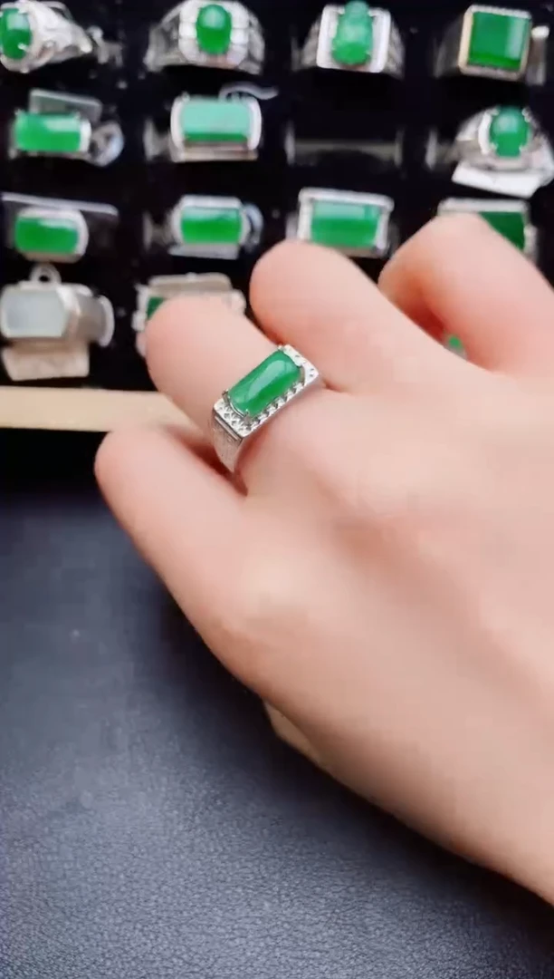 翡翠戒指银S925镶嵌1