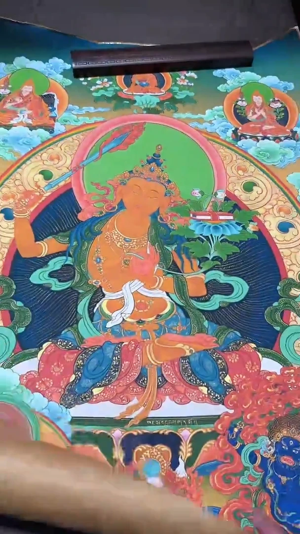 卷轴画【主播精品】高端卷轴画——唐卡AA168绿度母