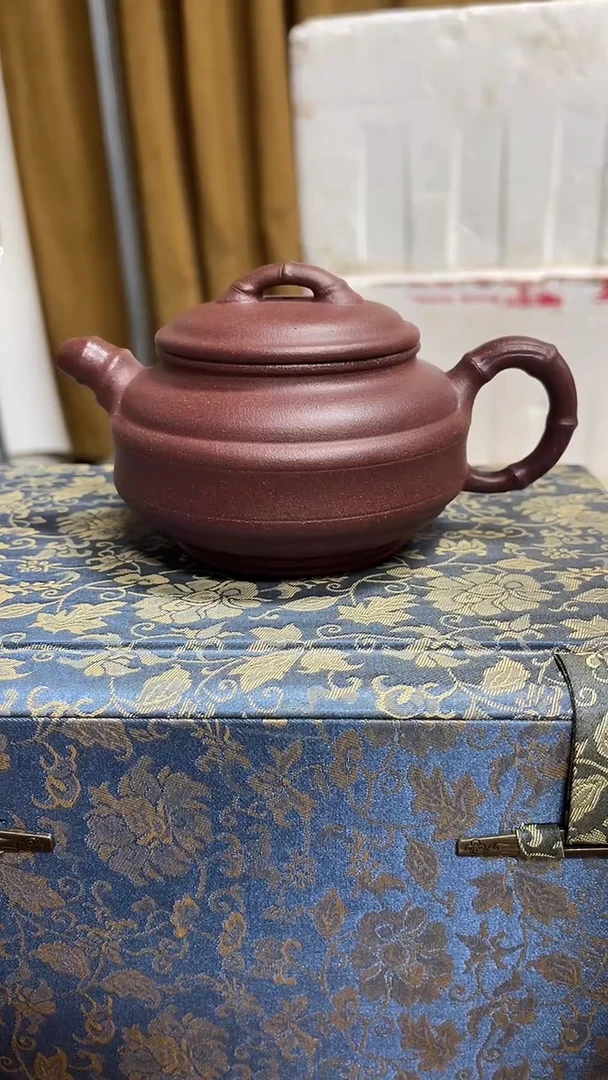 茶壶紫砂底槽青双线竹鼓