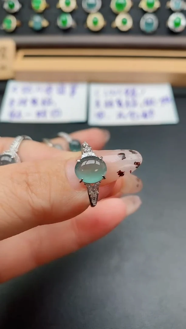 银S925镶嵌戒指翡翠1