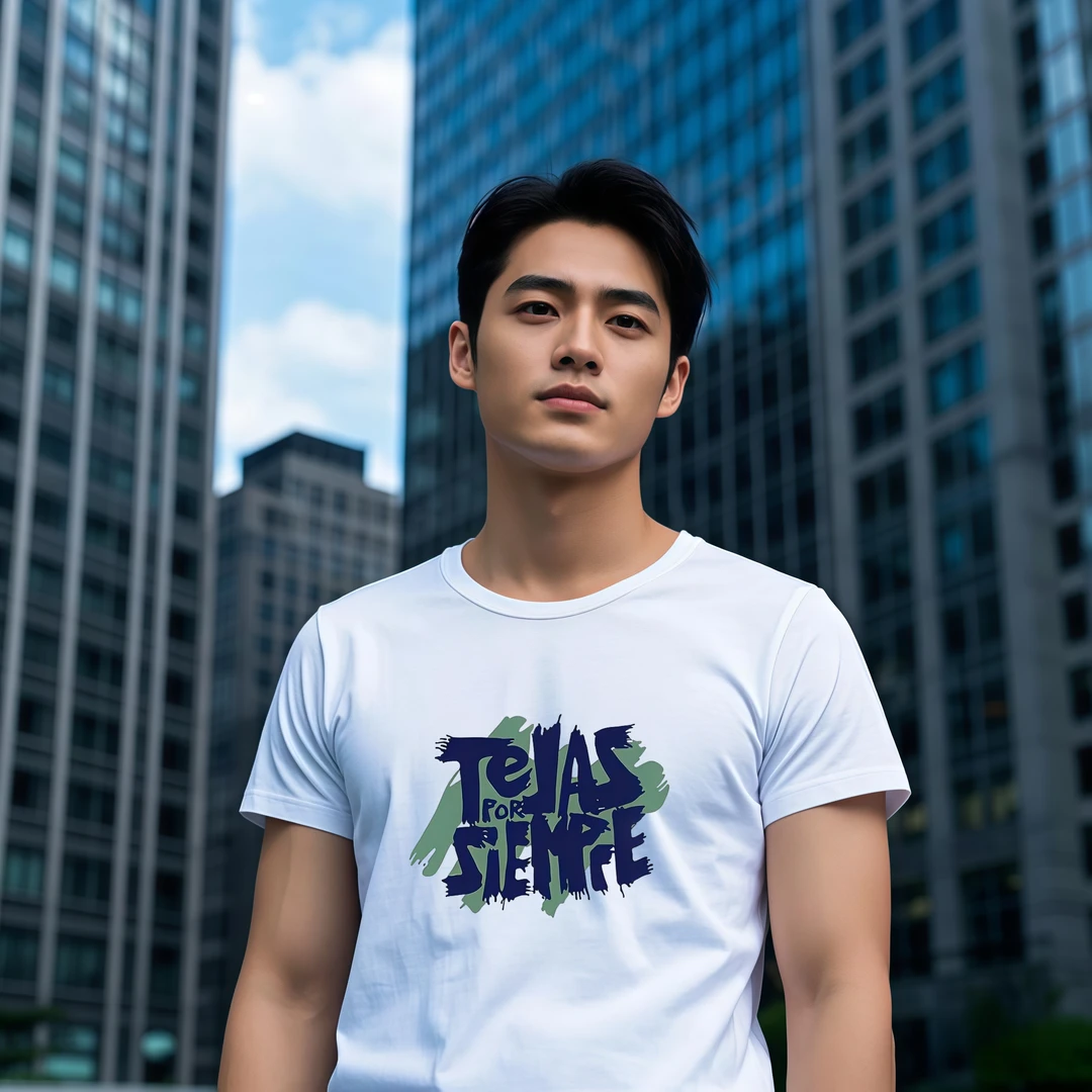 TEJAS重磅双纱精梳纯棉短袖t恤男美式创意夏舒适凉感宽松圆领上衣