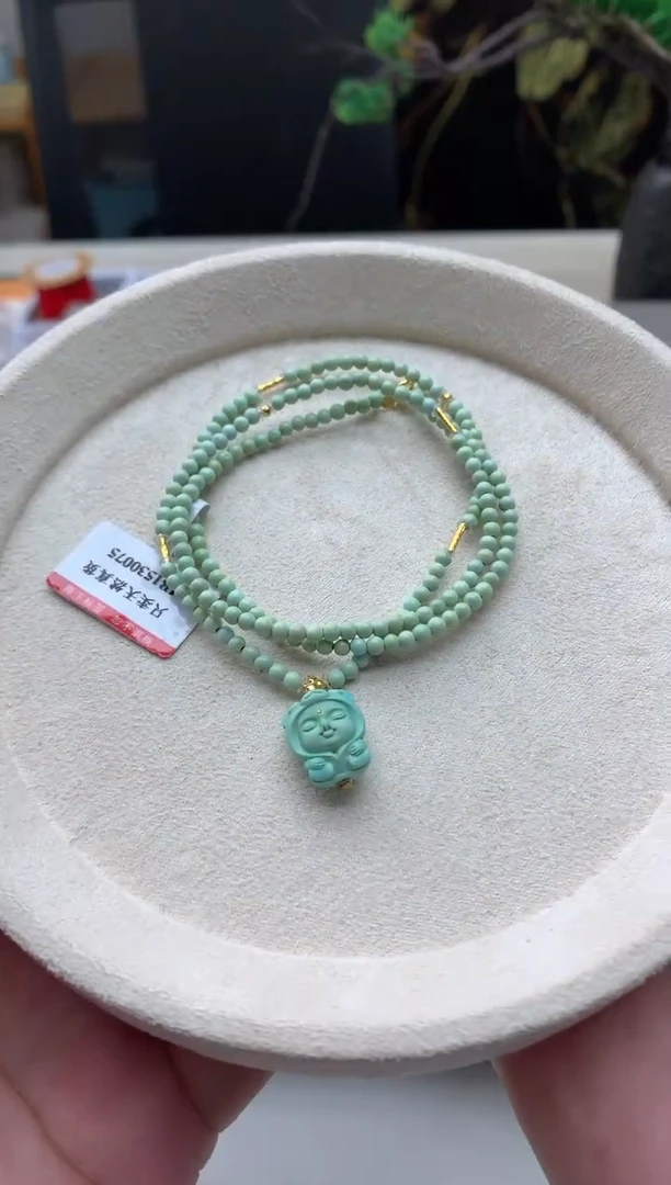 绿松石18K金镶嵌锁骨链A86