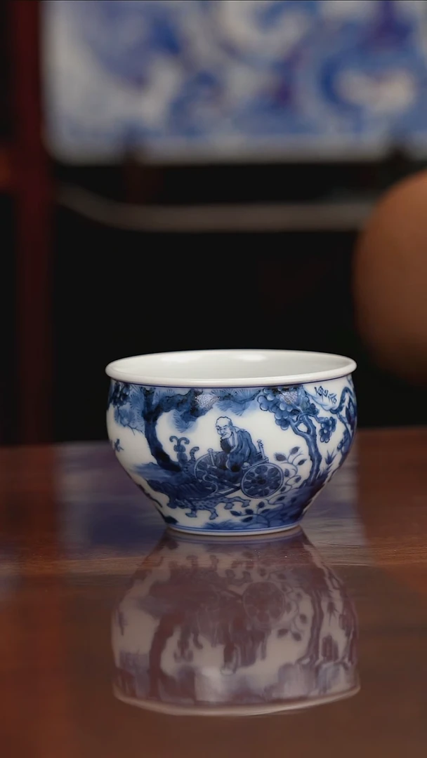 晓竹窑青花鬼谷子下山