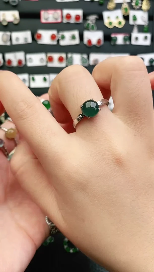 翡翠戒指银S925镶嵌1