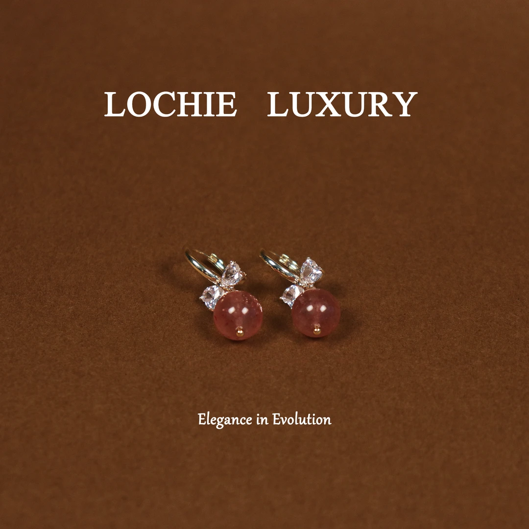 黄铜仿水晶耳饰 【蔷薇之恋】L576法式经典轻奢精致粉色蝴蝶结耳扣